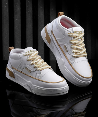 asian Casual Sneaker Shoes For Women | Stylish and Comfortable | Paradise-02 Sneakers For Women(White, Beige , 8)