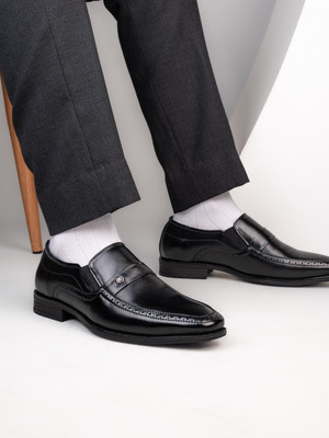 ALBERTO TORRESI Alberto Torresi Genuine Leather Black Slipon Formal Shoes Loafers For Men(Black , 8)