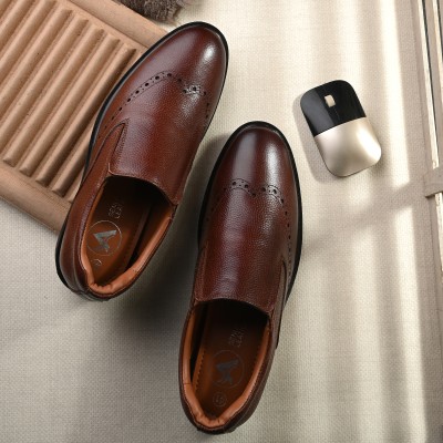 AUSERIO Genuine Leather Formal Shoes Light|Comfort|Trendy|Premium Shoes Slip On For Men(Tan)