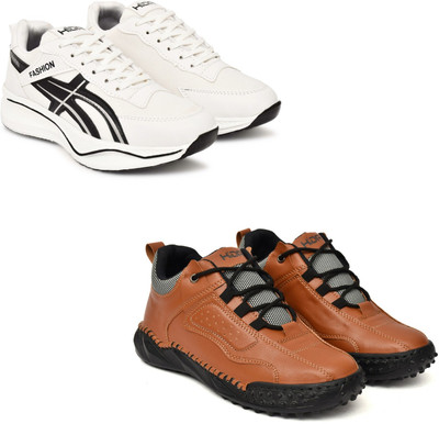 Hida Comfort Fit Sports Shoes for Gym & Outdoor Wrestling Shoes For Men(White, Tan , 9)