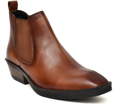 PONO Premium Leather Chelsea Boots | Trendy Slip-On Design Boots For Men(Brown , 8)