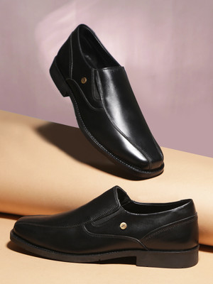 LIBERTY Fortune ECO-02E Non Lacing Slip on Formal Shoes | Soft & Comfortable TPR Sole Oxford For Men(Black , 8)