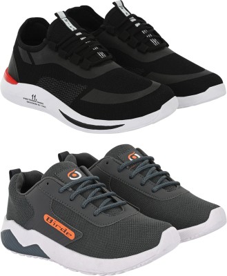 BIRDE Premium Casual Shoes For Men Pack Of 2 Sneakers For Men(Black)