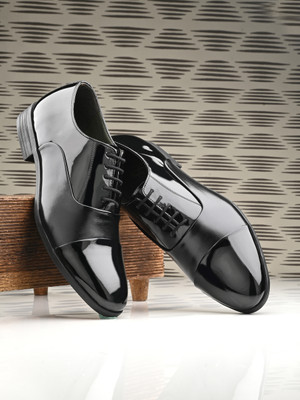 House of Pataudi Men Black Solid Formal Oxfords Shoes Oxford For Men(Black , 11)