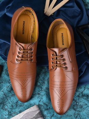 PROVOGUE Black Formal Shoes |Official Shoes |College |Semi Formal Shoes |Formal Boots Lace Up For Men(Tan , 9)