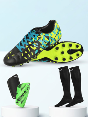 VECTOR X Combo Acura Shoe With Pair of Shin Guard & Stockings Football Soccer Kit Football Shoes For Men(Multicolor , 6)