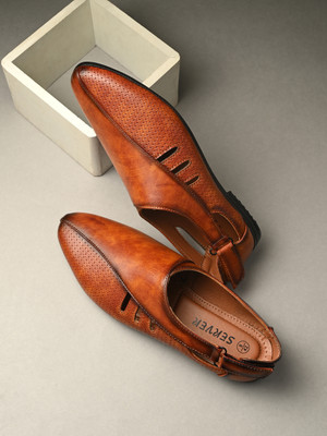 Server Men's PU Synthetic Leather Jutis For Men(Tan , 7)