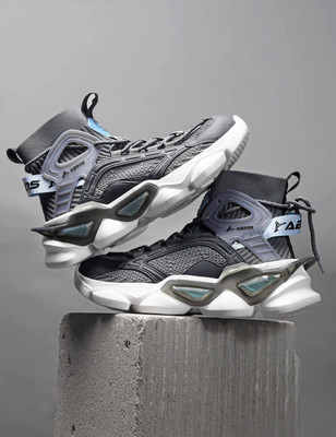 Abros ATMOSPHERE Chunky Sole High-Top Sneakers For Men(Grey , 6)