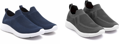 Face Stylish Sports Shoes for Men – Ideal for Running, Gym & Training Sneakers For Men(Navy, Grey , 7)