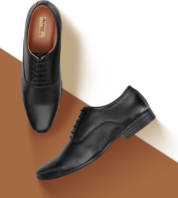 Azzaro Black Men's Black Synthetic Leather Lace-Ups shoes Lace Up For Men(Black)