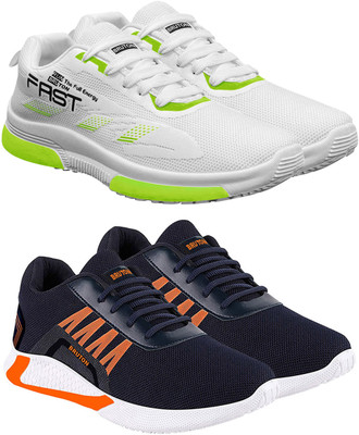 BRUTON Combo Pack of 2 Trendy & Stylish Casual Shoes Sneakers For Men(White, Blue , 6)