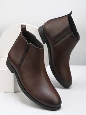 Roadster Comfortable Synthetic Leather Boots For Men(Brown , 7)