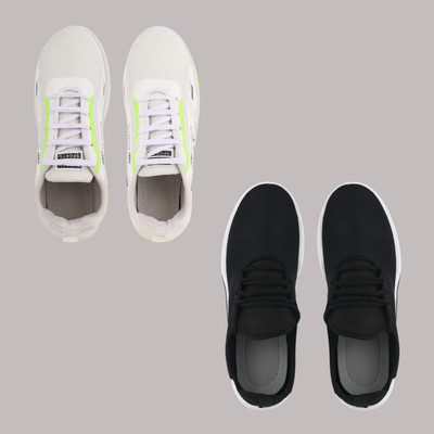 house of common Walking Shoes For Men(White, Black , 6)