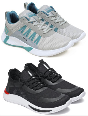 Free Kicks Combo Of 2 Shoes FK-447 & FK-432 Sneakers For Men(Black , 7)