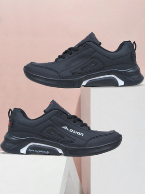 asian Waterproof-05 Latest Stylish Casual running shoes Lace up Waterproof Running Shoes For Men(Black, Black , 9)