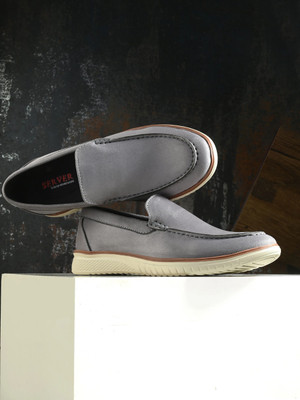 Server Men's PU Synthetic Leather Loafers For Men(Grey , 10)