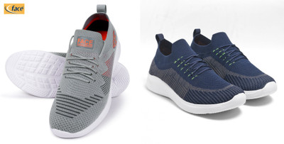 Face Stylish Sports Shoes for Men – Ideal for Running, Gym & Training Sneakers For Men(Navy, Grey , 9)
