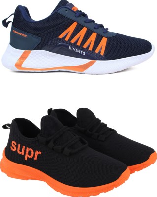 Free Kicks Combo Of 2 Shoes FK-394 & FK-411 Sneakers For Men(Orange , 9)