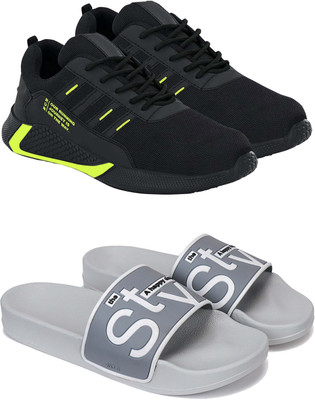 Pennen Men's Lightweight Running Shoes – Comfortable, Stylish Casual Shoes for Walking Casuals For Men(Black, Grey , 6)