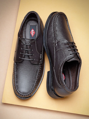 LEE COOPER Leather Outdoor Lace-Up Derby Shoes Lightweight Stylish & Comfortable Slip On For Men(Brown , 6)