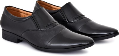 ALLTAR Black Slip on Formal Shoes for Men Made by Artificial Leather Slip On For Men(Black)