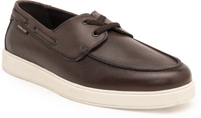 THOMAS CRICK Genuine Leather Boat Shoes For Men(Brown , 9)