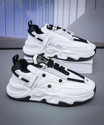 Tlizrok Chunky & Fashionable Sneaker | Premium Quality Running Shoes with Rubber Outsole Sneakers For Men(Black, White , 7)