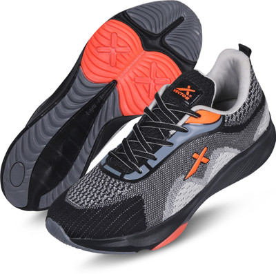 VECTOR X Shark Walking, Jogging Knitted Upper|Rubber sole Lightweight & Comfortable Fit Running Shoes For Men(Grey, Orange , 7)