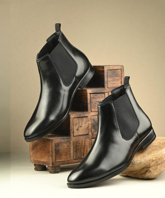 Hirel's Premium Handmade Chelsea |Soft Cushioned Insole |Slip-Resistance Boots For Men(Black , 10)