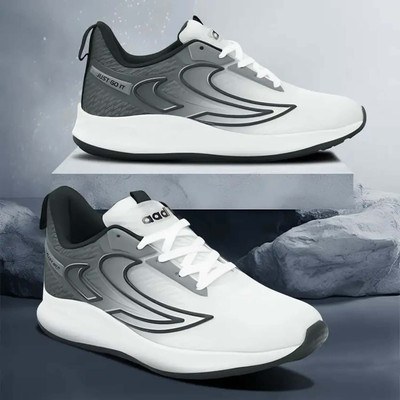 aadi Men's Mesh Comfortable Lightweight Trendy Lace Up Classy Casual Shoes Outdoors For Men(White, Grey , 7)