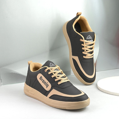 broniq BRONIQ BLACK KILLS CASUAL SNEAKERS FOR MEN Casuals For Men(Black, Beige , 7)