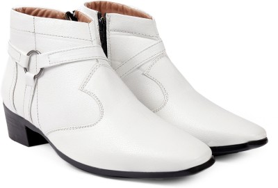 Baxxico Men's Latest Formal slip-om Ring Boots Slip On For Men(White , 10)