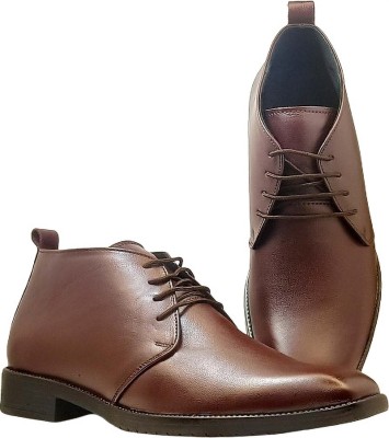 KOXA 311 Brown 10 - Lace-Up Formal Boots For Men, Genuine Leather Ankle Length Lace Up For Men(Brown)