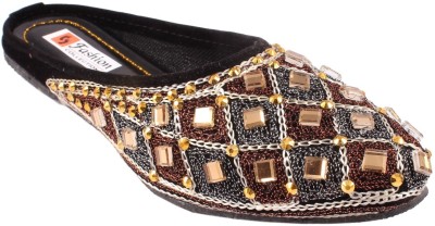 SHREE OL Ethnic mojari For Women Ethnic Mule For Women(Black , 4)