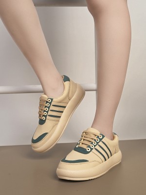 KILLER NewMe Sneakers For Women(Green, Beige , 6)