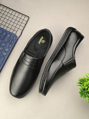 PORT Men's Black Lightweight Comfortable Extra Soft / DR Soft Formal Shoes Slip On For Men(Black , 8)