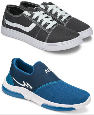 Free Kicks Combo Of 2 Shoes Sneakers For Men(Blue , 10)