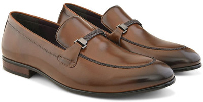 House of Pataudi Men solid formal offic wear durable slip on moccasins horsebit loafers shoes Slip On For Men(Tan , 10)