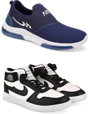Free Kicks Combo Of 2 Shoes FK-Mexico & FK-J-311 Sneakers For Men(Black , 10)