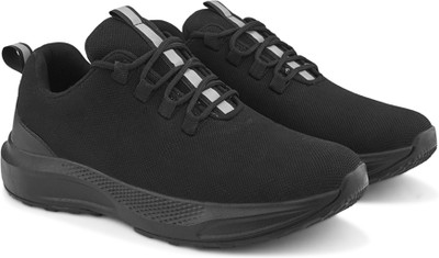 HERE&NOW Breathable mesh lace up running walking comfortable lightweight sneakers shoes Sneakers For Men(Black , 6)