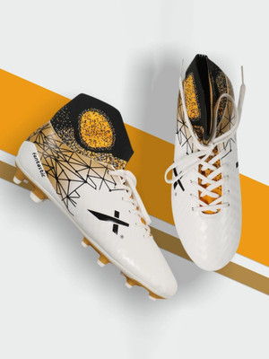 VECTOR X Fantastic Professional & Training Soccer Studs PU Outer With TPU Sole Material Football Shoes For Men(White, Black , 10)