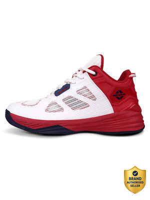 NIVIA Skyrush Basketball Shoes For Men(White, Red , 6)