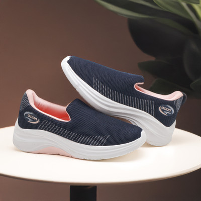asian 111 Navy Sports,Gym,Walking,Training,Stylish Slip On Sneakers For Women(Navy, Pink , 6)