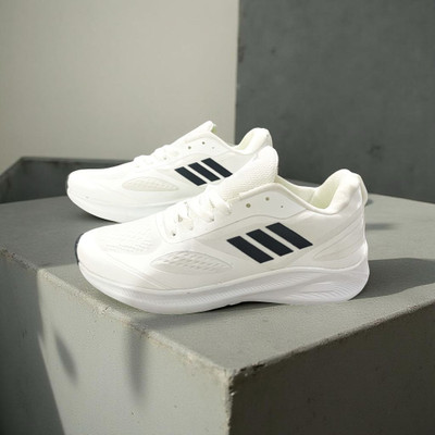 AZEEREXA Indian Frenzy PU Sports Running Shoes for Men | White & Black Casual Sneakers Casuals For Men(White, Black , 8)