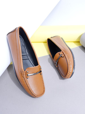 SHOETOPIA Upper Bow Detailed Smart Casual Loafers For Women & Gilrs Loafers For Women(Tan , 4)