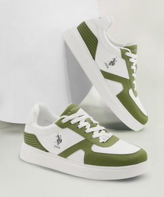 U.S. POLO ASSN. NEBO Sneakers For Men(Off White, Green , 7)