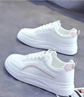 BUCADIA White Stylish Casual Sneakers For Women(White , 5)