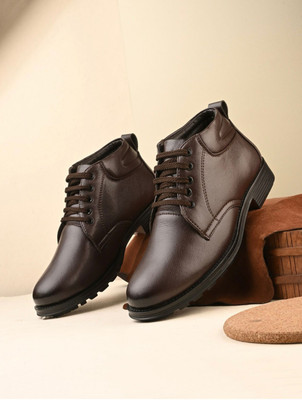 leacom High Ankle formal Shoes With Laces for Adults Super comfortable /Casual Boots For Men(Brown , 12)