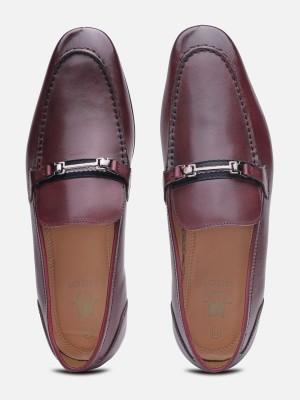 HATS OFF ACCESSORIES Genuine Leather Bugundy Formal Loafers Slip On For Men(Burgundy)