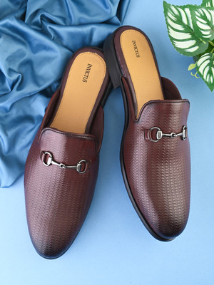 INVICTUS Casual Comfort Foam LightWeight Textured Ethnic Mule|Partywear|AntiSlip Ethnic Mule For Men(Brown , 10)